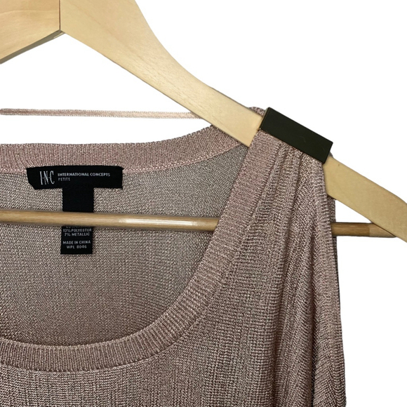 INC INTERNATIONAL CONCEPTS Pink Sweater Shirt Gold Metallic Women’s Petite M - Picture 5 of 12